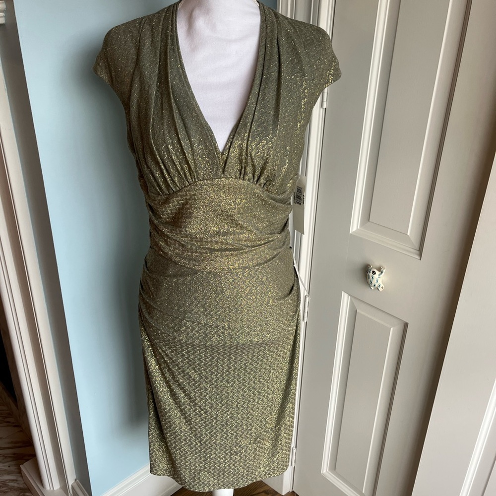 Maggy London Blue/Gold Cocktail Dress, New with Tags (Women’s Size 8)